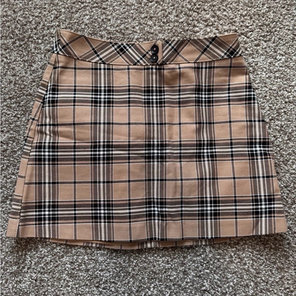Express US 0 Taupe Plaid Y2K Style Mini Skirt